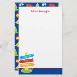Schattige zomerkamp patroon briefpapier