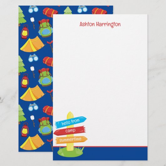 Schattige zomerkamp patroon briefpapier (Voorkant / Achterkant)