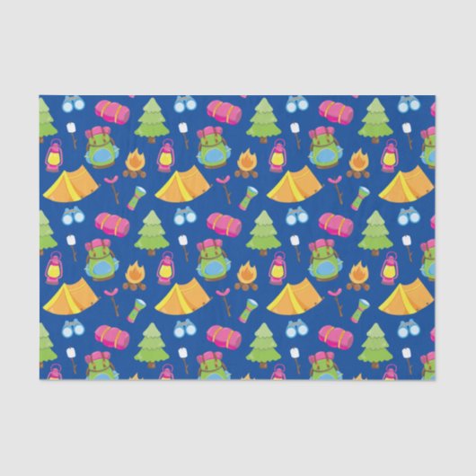 Schattige zomerkamp patroon tissuepapier (Voorkant)