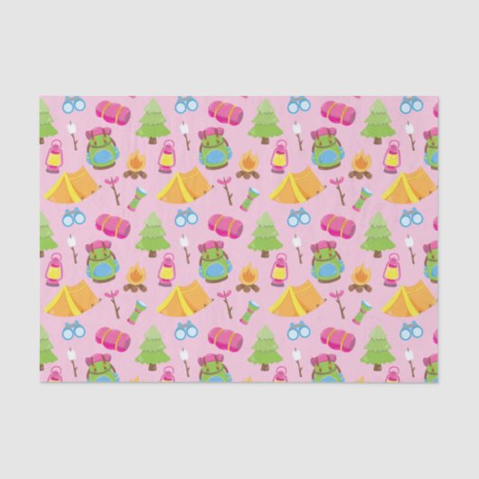 Schattige zomerkamp patroon tissuepapier (Voorkant)