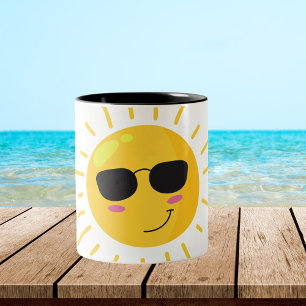 Schattige Zon en Wolk Tweekleurige Koffiemok