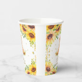 Schattige Zonnebloem Teddy Bear Baby shower Verjaa Papieren Bekers (Links)