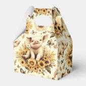 Schattige Zonnebloem Varkenspatroon Bedankdoosjes (Voorkant Zijde)