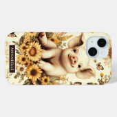 Schattige  Zonnebloem Varkenspatroon Case-Mate iPhone Case (Achterkant (horizontaal))