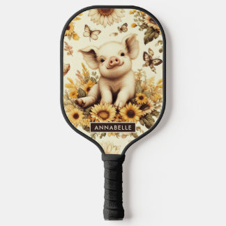 Schattige Zonnebloem Varkenspatroon Pickleball Paddle