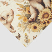 Schattige Zonnebloem Varkenspatroon Tissuepapier (Detail)