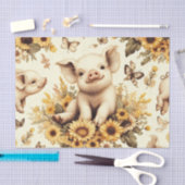 Schattige Zonnebloem Varkenspatroon Tissuepapier (Craft)
