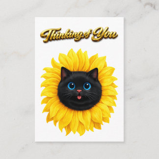 Schattige Zonnebloem Zwarte Kat Gezicht Denk Aan J Informatiekaartje