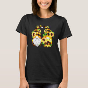 Schattige zonnebloemkabouters voor vrouwen tuinier t-shirt