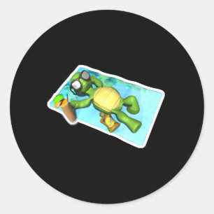 schattige zonneschildpad ronde sticker