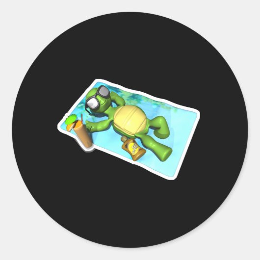 schattige zonneschildpad ronde sticker (Voorkant)