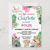 Schattige Zoo oerwoud Dieren Verjaardag Bloemen Kaart (Voorkant)