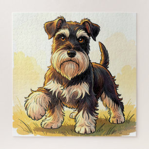 Schattige zout-en-peper Schnauzer-puppy Legpuzzel