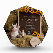 Schattige zwangerschapsaankondiging in landelijke  fotoblokken (Voorkant)