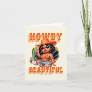 Schattige zwart cowgirl howdy mooi notitiekaartje
