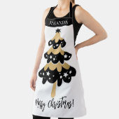 Schattige Zwart en Goud Kerstboom Custom Schort (Insitu)