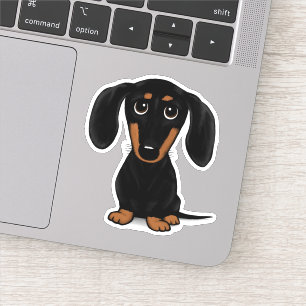 Schattige Zwart en Tan Dachshund Cartoon Dog Sticker