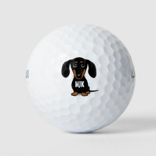 Schattige Zwart en Tan Dachshund Wiener Dog Custom Golfballen