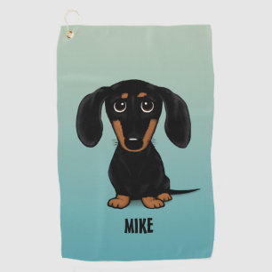 Schattige Zwart en Tan Dachshund Wiener Dog Custom Golfhanddoek