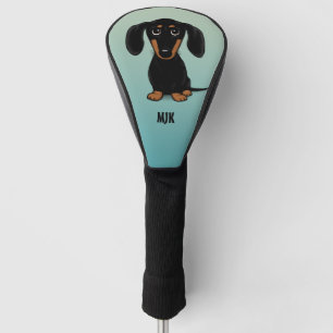 Schattige Zwart en Tan Dachshund Wiener Dog Custom Golfheadcover