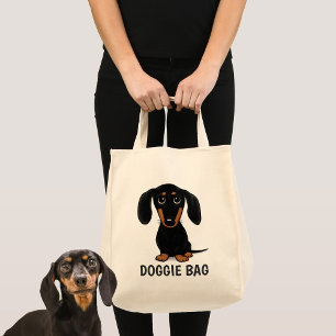 Schattige Zwart en Tan Dachshund Wiener Dog Doggie Tote Bag