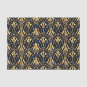 Schattige zwart goud art deco patroon betegeld tissuepapier