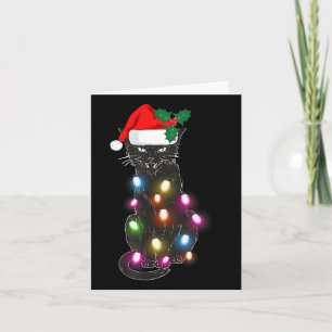 Schattige Zwart Kat Kerst Licht Leuk Kat Liefhebbe Kaart