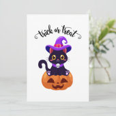 Schattige Zwart Katten Custom Halloween Party Kaart (Staand voorkant)