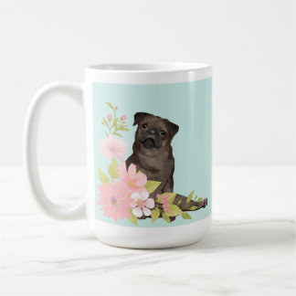 Schattige Zwart PUG Cartoon Stijl Mok