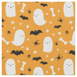 Schattige Zwart Sinaasappel Spooky Ghosts Spiders Stof