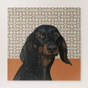 Schattige zwart teckel hondenportret legpuzzel