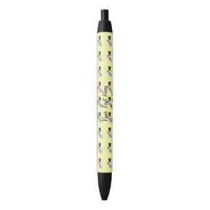 Schattige zwart-wit akita puppy met teddybeer zwarte inkt pen