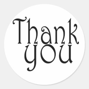 Schattige zwart-wit bedankzegels ronde sticker