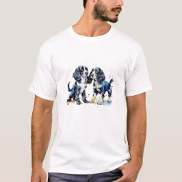 Schattige Zwart Wit Cocker Spaniel puppies hondenl T-shirt