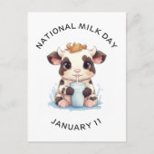 Schattige Zwart & Wit Kawaii Baby Koe Drink Melk Briefkaart (Voorkant)