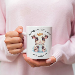 Schattige Zwart & Wit Kawaii Baby Koe Drink Melk Koffiemok
