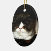 Schattige zwart wit kitten keramisch ornament (Links)