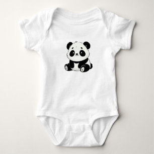 Schattige zwart-wit panda tekening romper