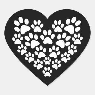 Schattige zwart wit paw print hart sticker