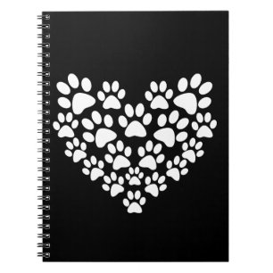 Schattige zwart wit paw print notitieboek