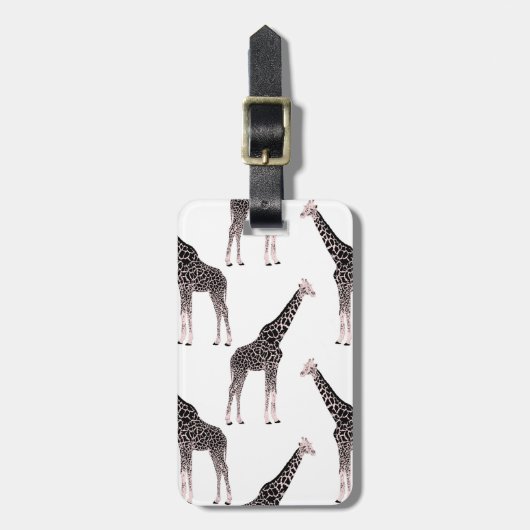 Schattige Zwart Wit Roze Giraffe Bagagelabel (Voorkant verticaal)
