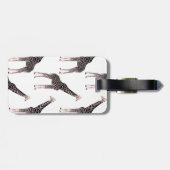 Schattige Zwart Wit Roze Giraffe Bagagelabel (Achterkant horizontaal)