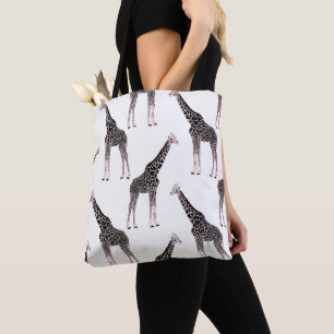 Schattige Zwart Wit Roze Giraffe Draagtas