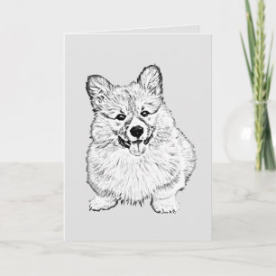 Schattige zwart-wit Welsh Corgi-Wenskaart Kaart