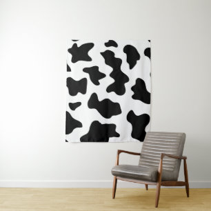 schattige zwart-witte boerderij melkkoe print wandkleed