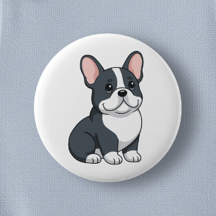 Schattige zwart-witte Franse Bulldog Puppy Ronde Button 5,7 Cm
