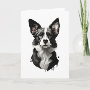 Schattige zwart-witte hond Puppie Lege kaart