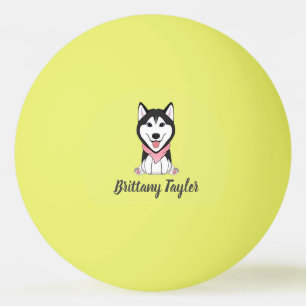 Schattige zwart-witte husky hond pingpongballen