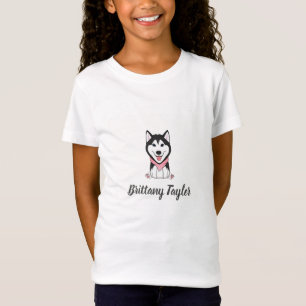 Schattige zwart-witte husky hond t-shirt