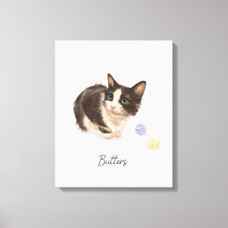 Schattige zwart-witte kat genaamd Butters Canvas Afdruk